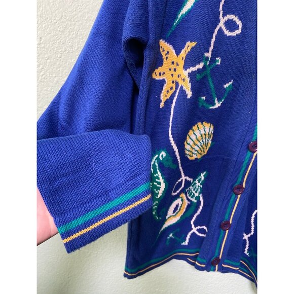 Vintage Pendleton Women's Beach Petite Blue Button Up Sweater‎ Cardigan Medium - Picture 5 of 8